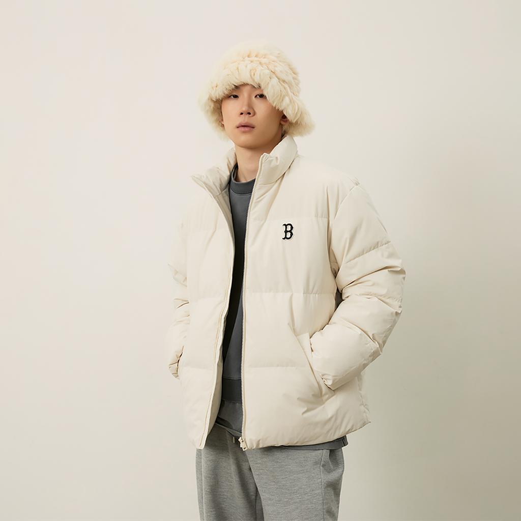 New MLB Boston Red Sox Basic Collection FW24 Down Jacket Unisex Dark Cream 3ADJB1046-43CRD