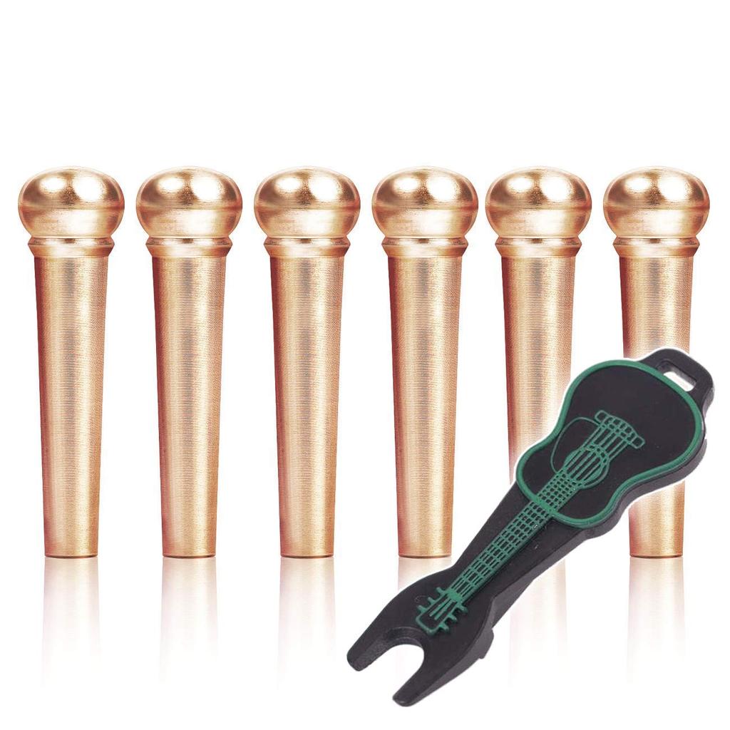 Factus Brass Bridge Pins and Endpins for Acoustic Guitars [Includes Pin Remover & Instruction Manual]