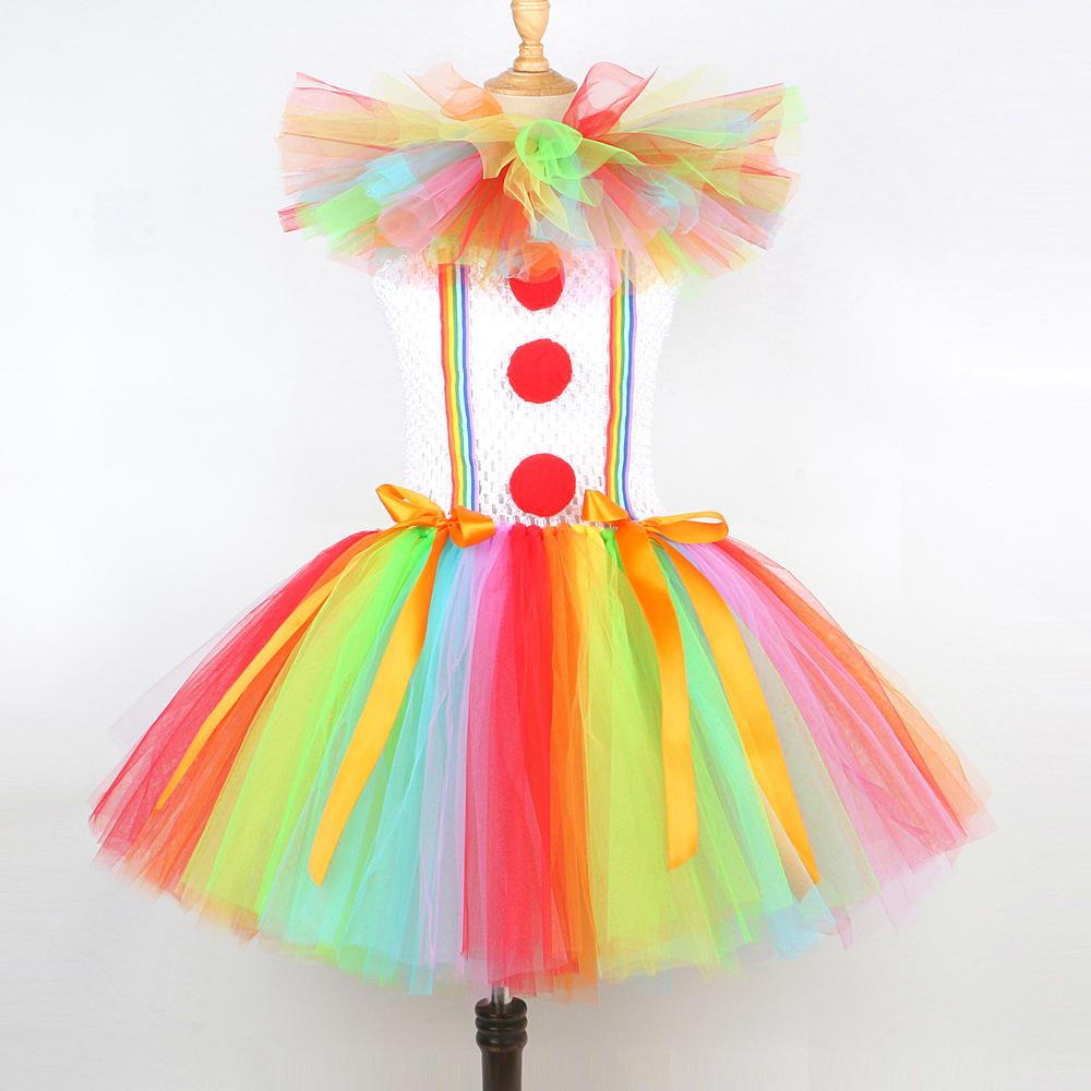 Rainbow Collar Clown Cosplay Skirt Children's Show Party Dress Princess TUTU Skirts