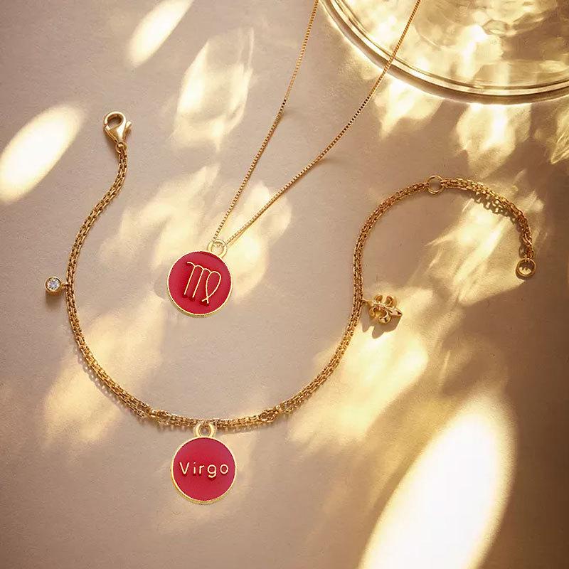 DIY Retro Alloy Jewelry Twelve Constellation KC Gold Multi-Color English Alphabet Pendants