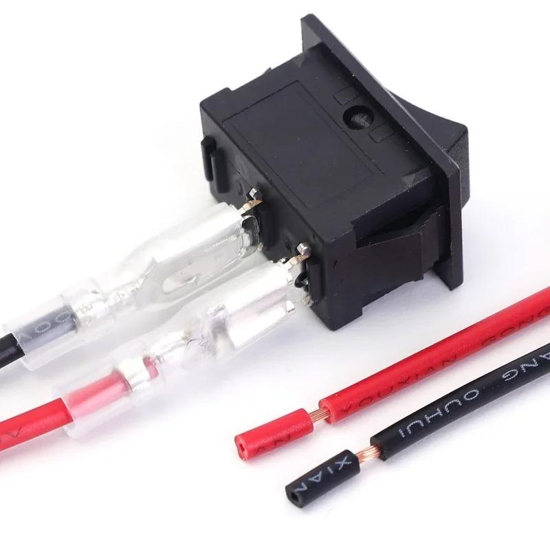 Motorcycle Boat Switch Cord 12V Round Rocker Switch ON/OFF SPST 2 Pin Toggle Switch with Wire for Car Boat Modified