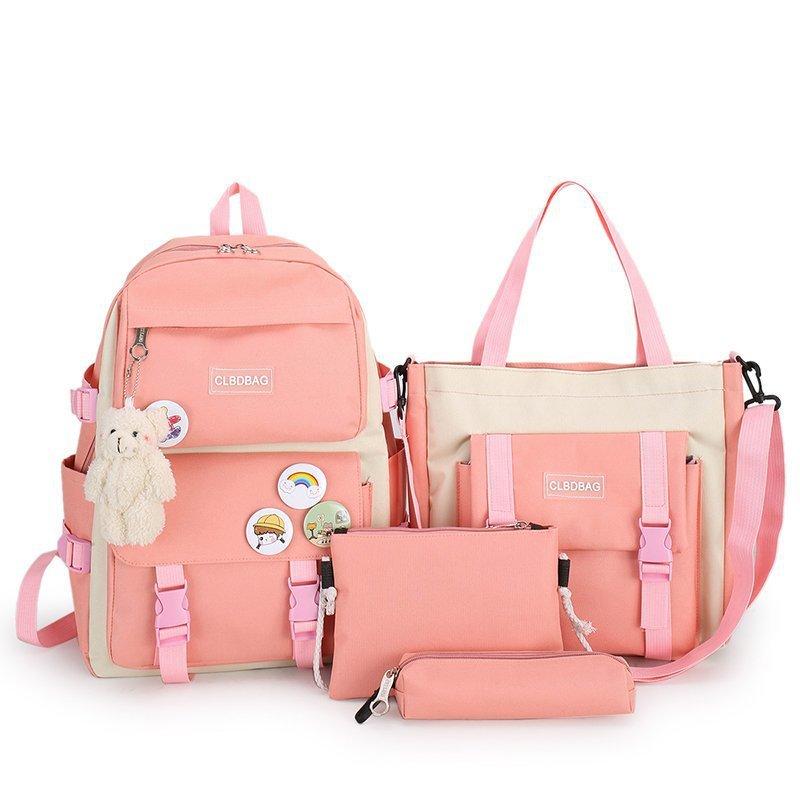Schoolbag Female College Student Campus Canvas Bag Grades 3 to 5 and 6 Large Capacity Middle School Student Junior High School Student Backpack Female