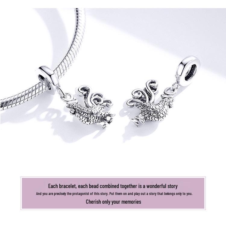 S925 Silver Rooster Pendant for DIY European & American Beaded Bracelets SCC1337