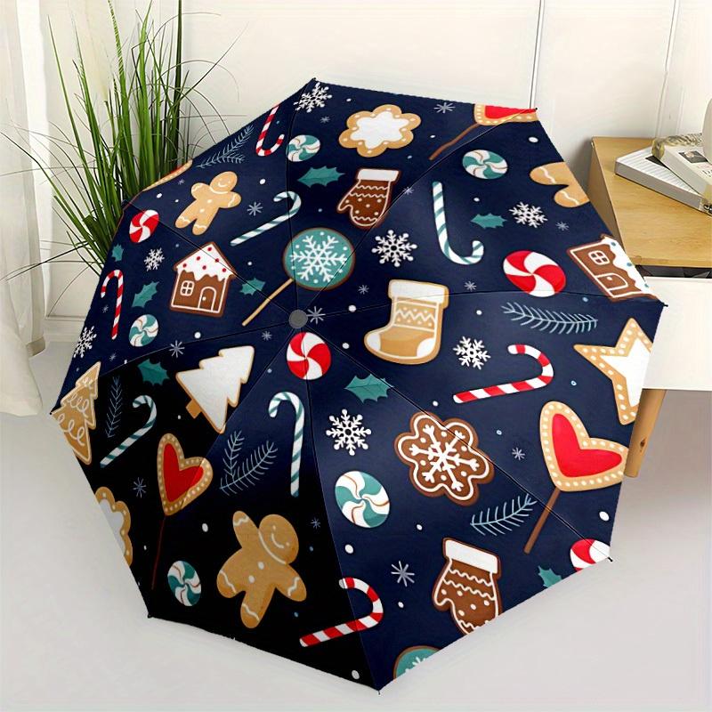 1pc Christmas Cookies Automatic Open/Close Umbrella with One Touch Button,, Windproof Design   Lightweight Portable Umbrella for Women & Men6112