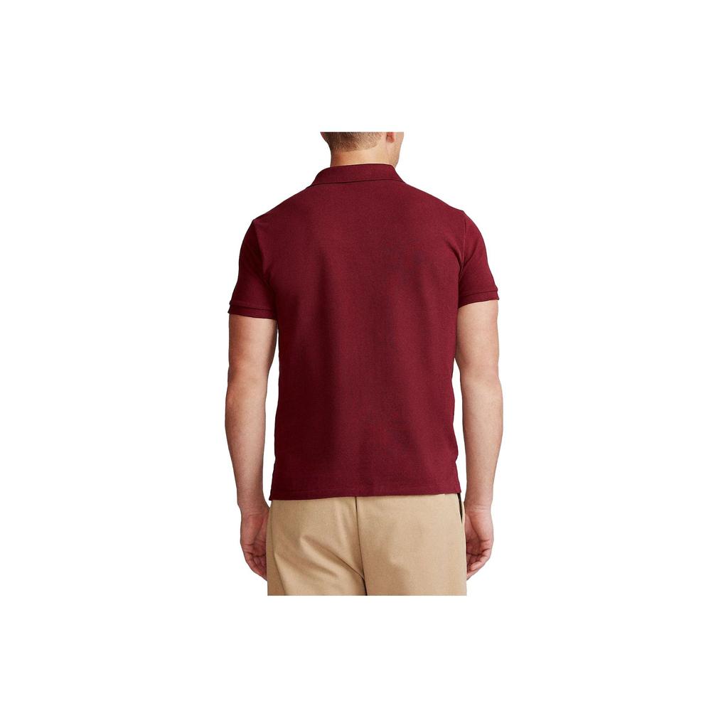 Polo Ralph Lauren Solid Color Logo Embroidered Short Sleeve Polo Shirt Men tops Burgundy 710794276-012
