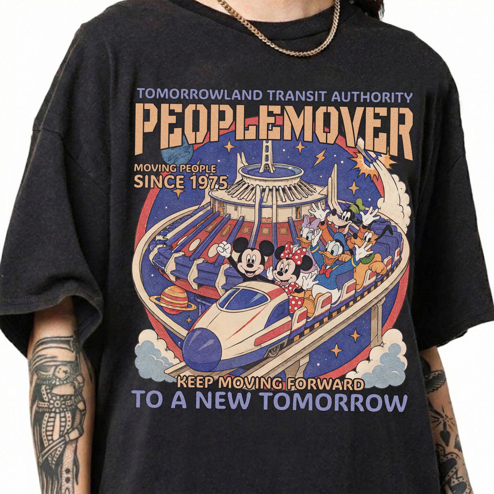 Mickey and Friends Space Mountain Shirt, Vintage Tomorrowland Ride Tee, Magic Kingdom Attraction Shirt M