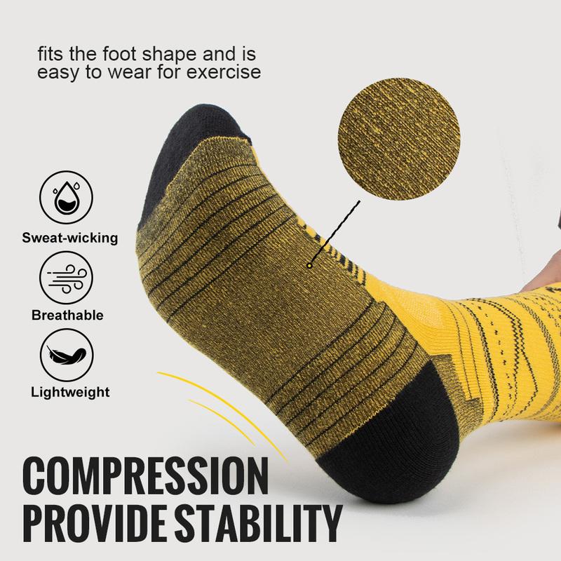 WRELS 1/3Pairs Merino Wool Running Socks Compression Support Thick Cushion Wool Socks For Running Hiking Moisture Wicking Socks