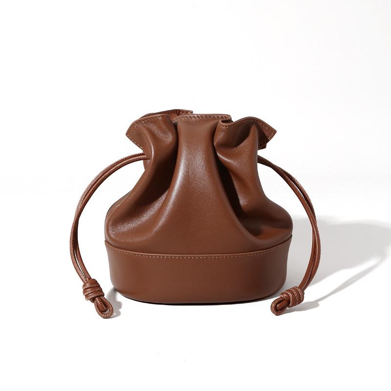 Lambskin Cloud Drawstring Bag: High-End Leather, Large Capacity, Crossbody & Underarm Style