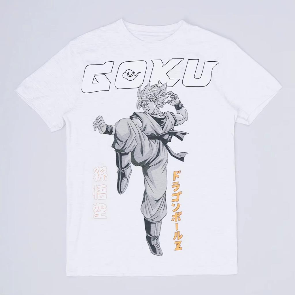 Unisex Retro Casual Cotton Short‑sleeve T‑shirt with Goku and Vegeta Print from Dragon Ball Z, Harajuku Y2K Style T-shirt