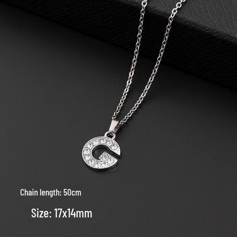 European & American Diamond Letter Pendant Necklace for Women - Stainless Steel Jewelry