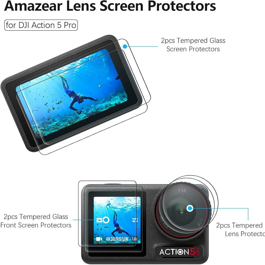 6PCS [2+2+2] HD Front&Back Screen Protector Film for DJI Osmo Action 5 Pro/ Action 4 Camera Lens Glass Protective Film Action4 Action5 Pro Accessories