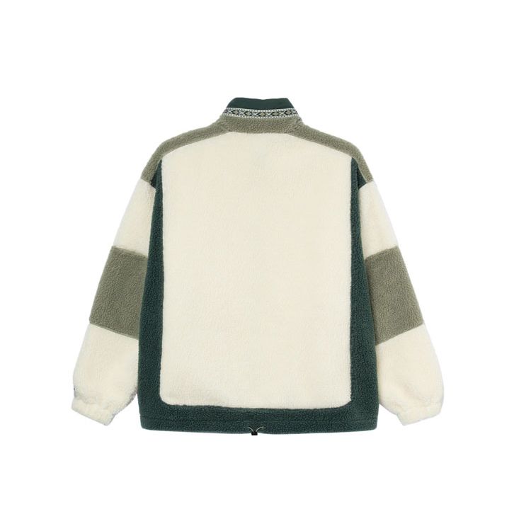 Li Ning Sports Fashion Series Wu Xing Series Color Block Faux Lamb Fleece Casual Loose Jacket Unisex Jacket Eggnog-Gray AWDRF33-1