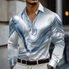 Camicia Satinata da Uomo con Pittura Liquida Astratta Moda Casual Vacanza Estate Primavera Autunno Collo a Revers Manica Lunga Rosa Blu Oro Verde