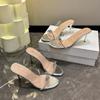 Damen Hausschuhe Sommer Neue Mode Sexy Hausschuhe Damen Transparent Offene Zehen Strass High Heel Party Schuhe für Damen