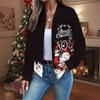 Womens Casual Zip-Up Jacket With 3D Letter Print Fashion Lightweight Outerwear Daily Wear