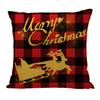Red Plaid Sofa Linen Christmas Pillow Cover Reindeer Snowflake Home Cushion Cover