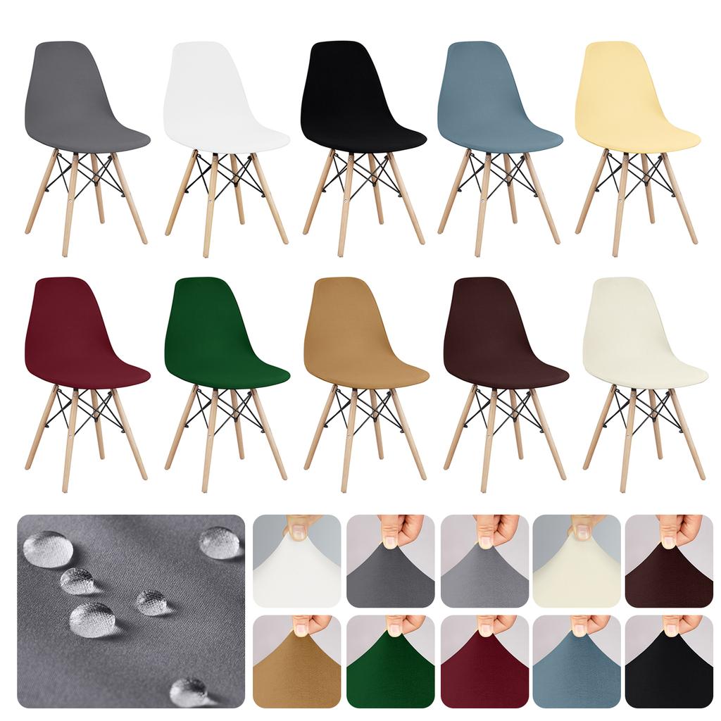 1 PC Waterproof Solid Color Shell Chair Cover Elastic Short Back Chair Cover Stretch Chair Seat Cover For Hotel Home Living Room