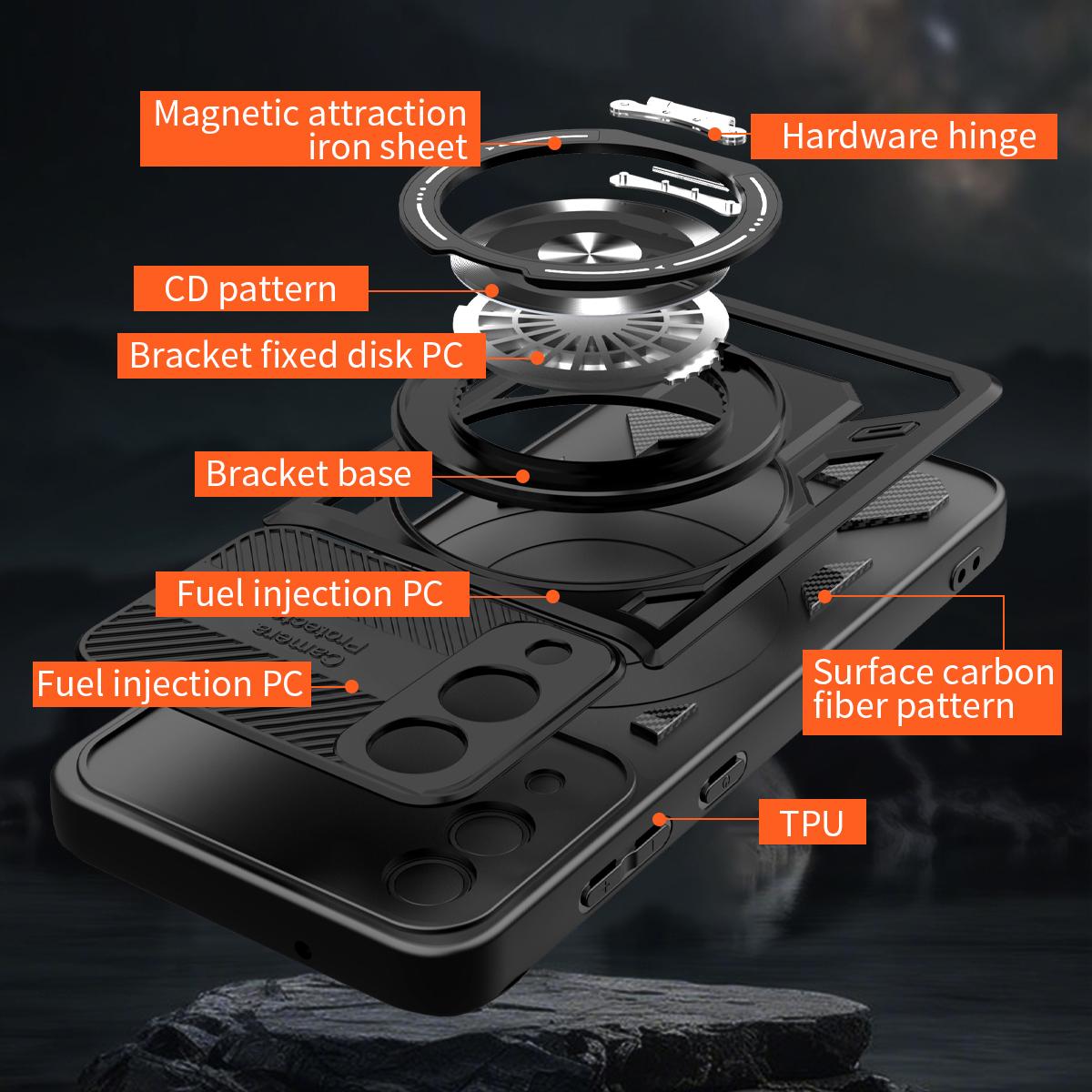 

For Samsung Galaxy S25 Edge Magnetic Case Rotating Kickstand TPU+PC Phone Cover Grey