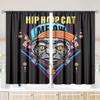 2 Pieces of Hip Hop Cool Trend Cat Printing Curtain - Polyester Material - Suitable for Bedroom Living Room Study Room Priva