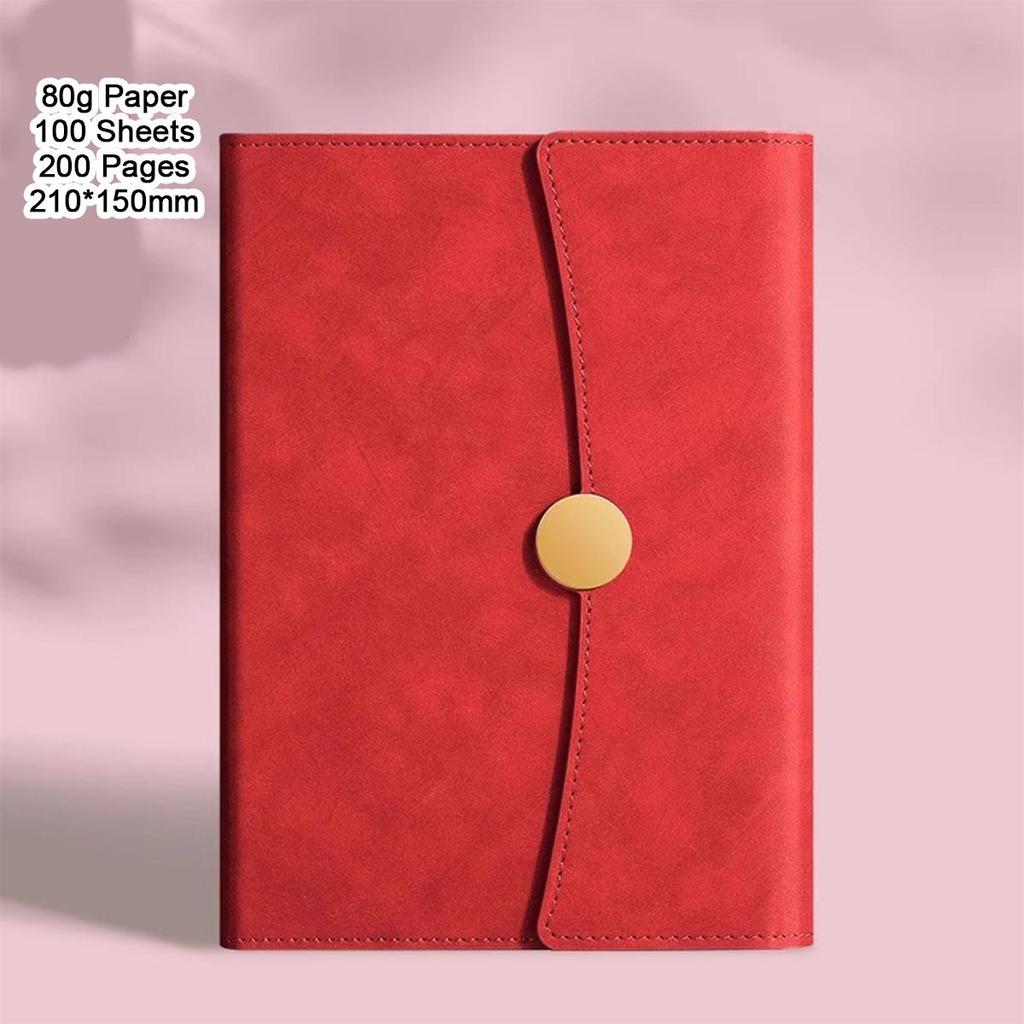 A5 Leather Buckle Notebook, Lined Pages, Business Meeting Record Book, Notepad, Student Diary, Travel Log, 100 Sheets, 200 Pages