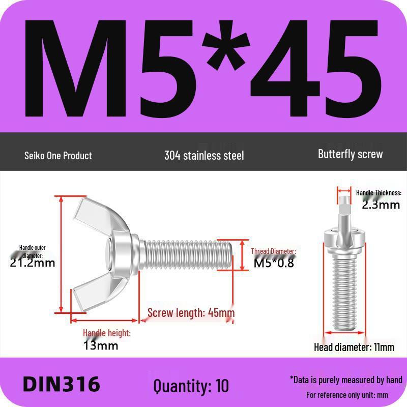 304 Stainless Steel Hand-Tightening Butterfly Weld Screws - Ram Horn M4 M5 M6 M8