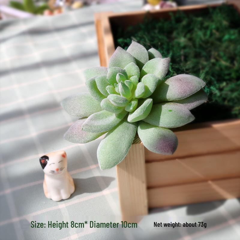 Realistic Flocked Succulents: Small Artificial Green Plant Wall Decor for Interiors