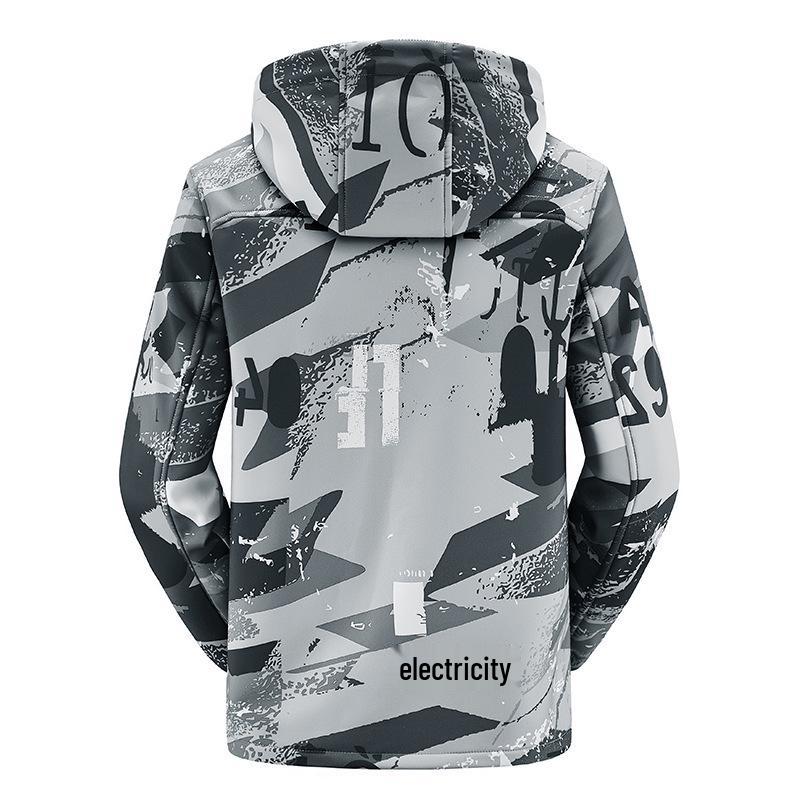 Jaqueta Softshell Camuflada Unissex: Fleece, À Prova de Vento, Impermeável, Com Capuz, Tamanho Grande Roupa para Montanhismo ao Ar Livre