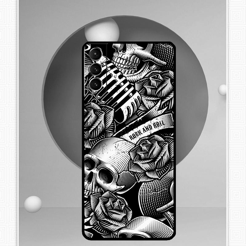 Rock and Roll Skull Case For Samsung Galaxy S25 Ultra S21 S22 S23 S24 Ultra S9 S10 S20 Plus S25 FE Cover Funda