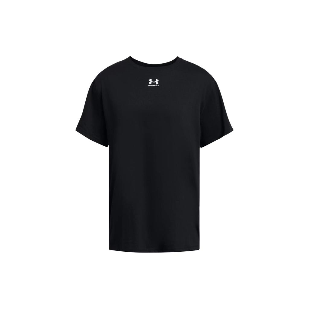 Under Armour Campus Letter Logo Print Round Neck Pullover Short Sleeve T-Shirt Women Tops Black 1387193-001