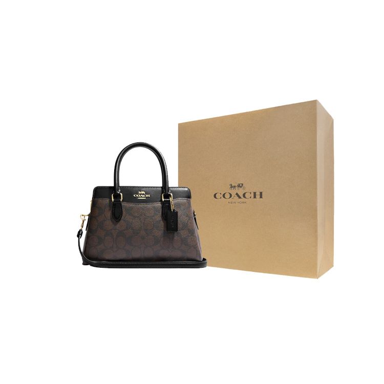 Coach Darcie 26 Zipper Closure Monogram Print Coated Canvas And Smooth Leather Mini Shoulder Crossbody Handbag Women handbag Black CH174-IMAA8