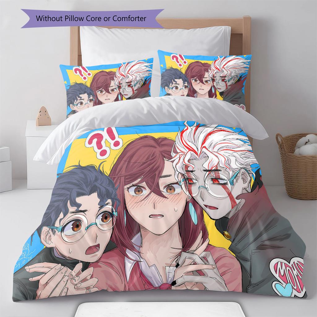 DAN DA DAN Muster Bettwäsche, Steppbett Set Bettbezug Kissenbezug Zuhause Geburtstagsgeschenk (1 Bettbezug + 2 Kissenbezüge, ohne Füllung)