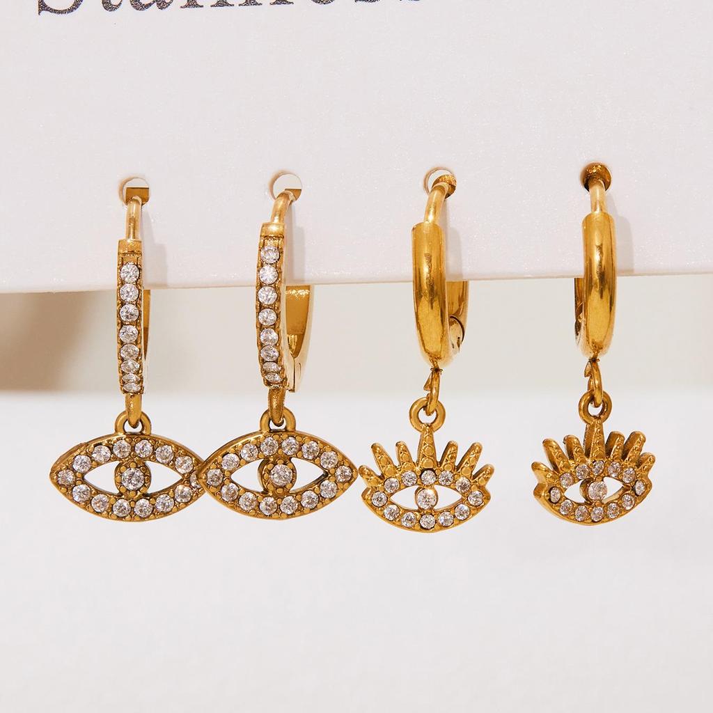 INS Style Devil's Eye Zircon Stainless Steel Earrings