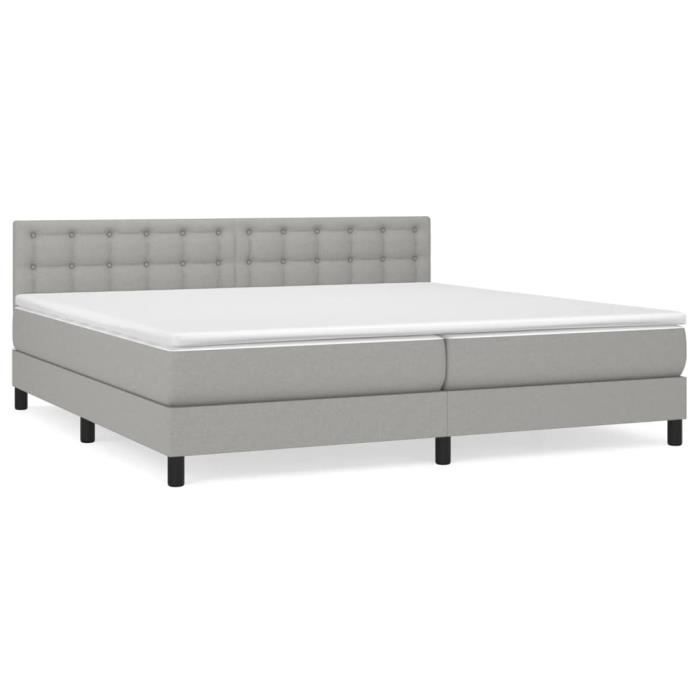 3140401 vidaXL Divan Bed with Mattress Light Grey 200x200cm Fabric
