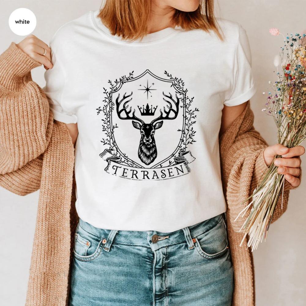 Terrasen Shirt Throne of Glass Merch Sarah J Maas Bookish Shirt Booklover Gift ACOTAR Crescent City Velaris Tops Graphic Tees