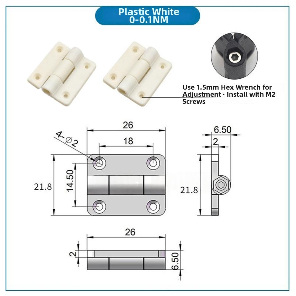 2pcs Hinges DIY Damped Rotary Shaft Adjustable Torque Hinge with Any Stop Positioning for Cabinets Electrical Panels Furniture