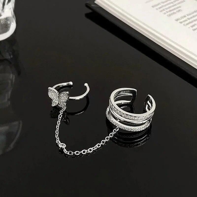 Dubbele Vinger Ketting Ringen voor Vrouwen Ring Set Kwastje Vlinder Kruis Punk Ringen Sieraden Damesmode HipHop Sieraden