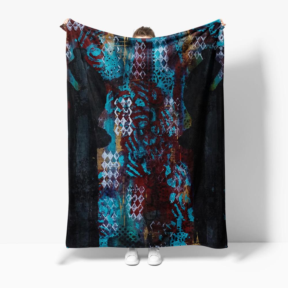 Abstract Art Blanket Acrylic Paint Canvas Textured Throw Blanket Sofa Bed Decorative Gift 75x100cm