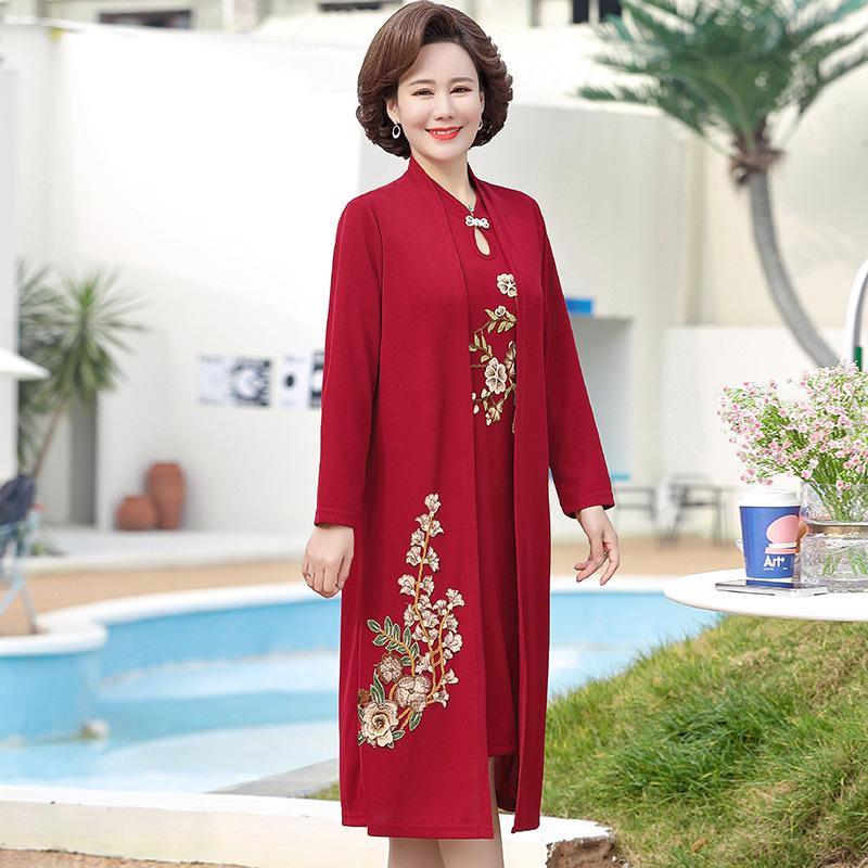 

Плюс размер XL-5XL 4 цвета из двух частей с вышивкой Женская куртка Женская куртка Осенние длинные пальто 5XL красный