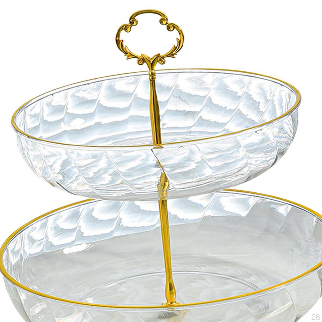 Cake Stand 2 Tier Fruit Snack Plates Dessert Rack with Handle Pastry Holder Serving Tray for Home