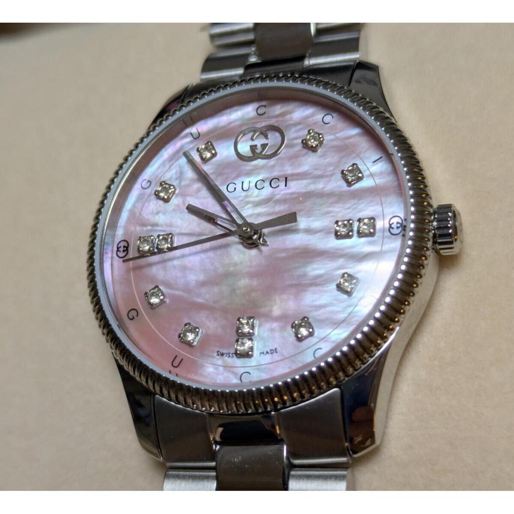 Used New and unused GUCCI GTimeless 30mm watch pink shell diamond YA1265062 women's Gucci mother of pearl