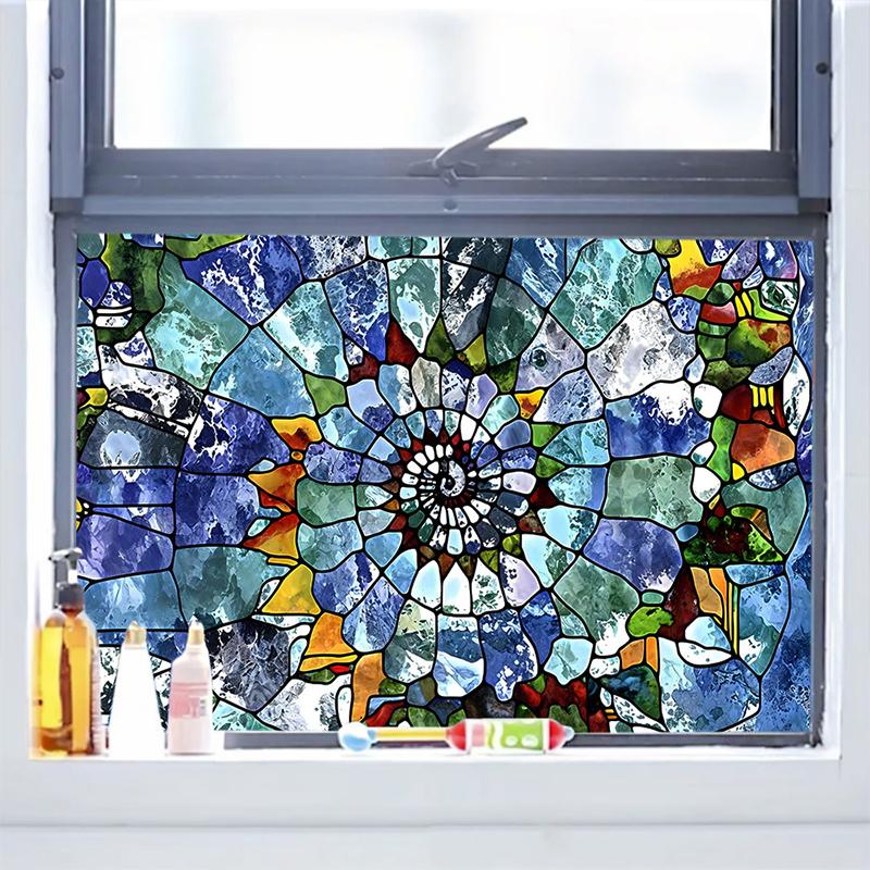 45X100cm Electrostatic Glass Patch Abstract Mosaic Pattern Privacy Stained Film