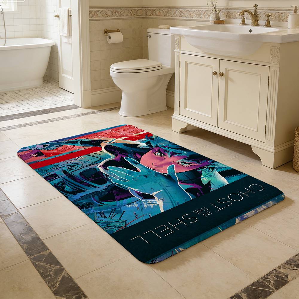 Ghost In The Shell Anime Entrance Door Mat Washable Non-Slip Living Room Sofa Chairs Area Mat Kitchen Welcome Doormat