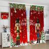 Kids Christmas Nutcracker Curtain Soldier Model Merry Xmas Window Treatments For Bedroom Living Room Snowflakes Winter Reddrapes