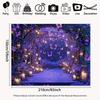 2D Purple Floral Arch Backdrop with Lanterns & Butterflies for Wedding Ceremony