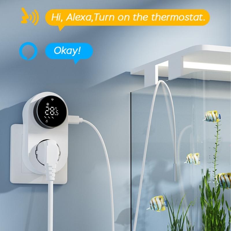 Thermostat, Programmable WiFi Smart thermostat socket, 1800W Digital Display, Rotary APP Controlled Temperature Control Socket