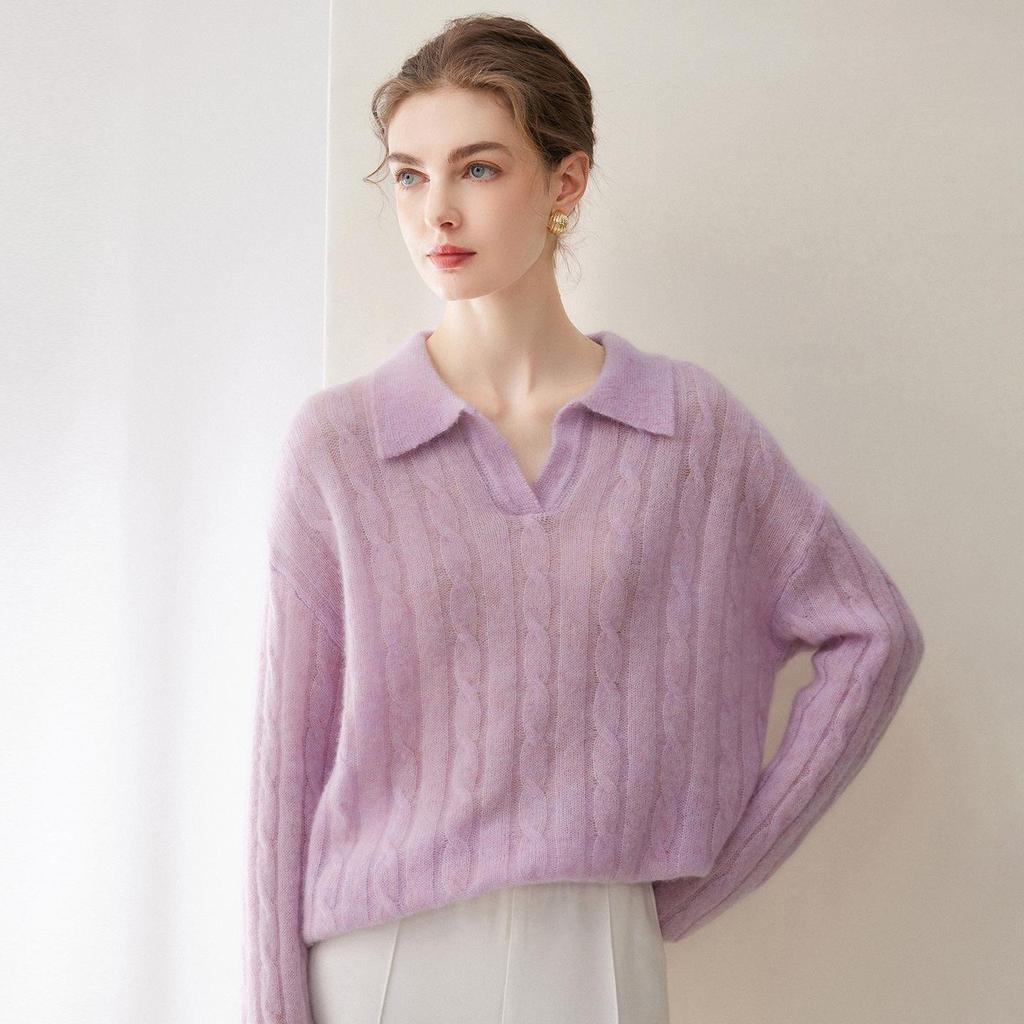Kangbaolaisi Women's Cashmere Cable Knit Sweater - High-Quality, Versatile, Casual Base Layer