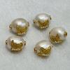 1Pc, Artificial Pearl Beads with Golden Butterfly Decor Accent, Fantasy Style Handmade Rice Beads for DIY Materials Accessories, Jewelry Making 8×12mm
