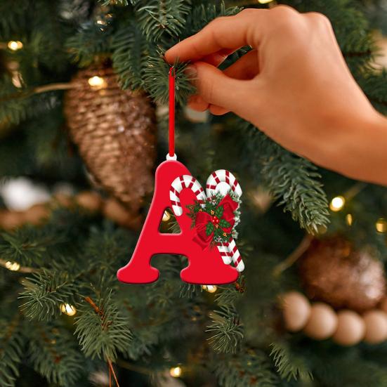 Yousheng Christmas Acrylic Letter Hanging Decoration Car Rearview Mirror Xmas Tree A to Z Alphabet Hanging Ornament Holiday Party Pendant