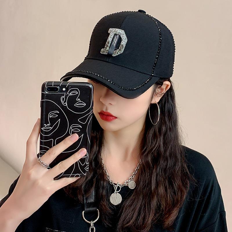 

Versatile casual hat D letter rhinestone with diamond Internet celebrity cap shade spring and summer baseball cap tide Adjustable