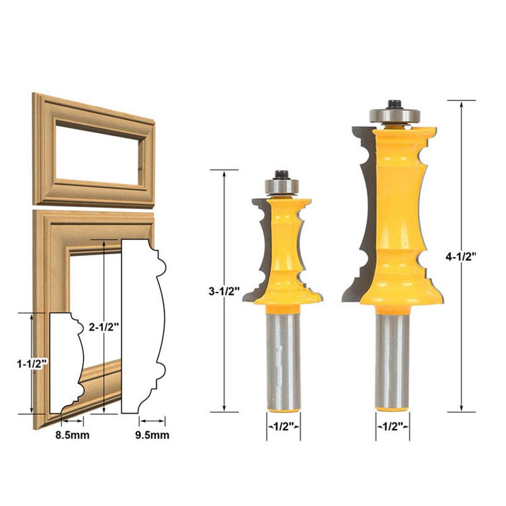 2pcs Crown Molding Router Bit 1/2 Inch Shank Router Bit Woodworking Tool Woodworking Milling Cutter Milling Tool Milling Cutter
